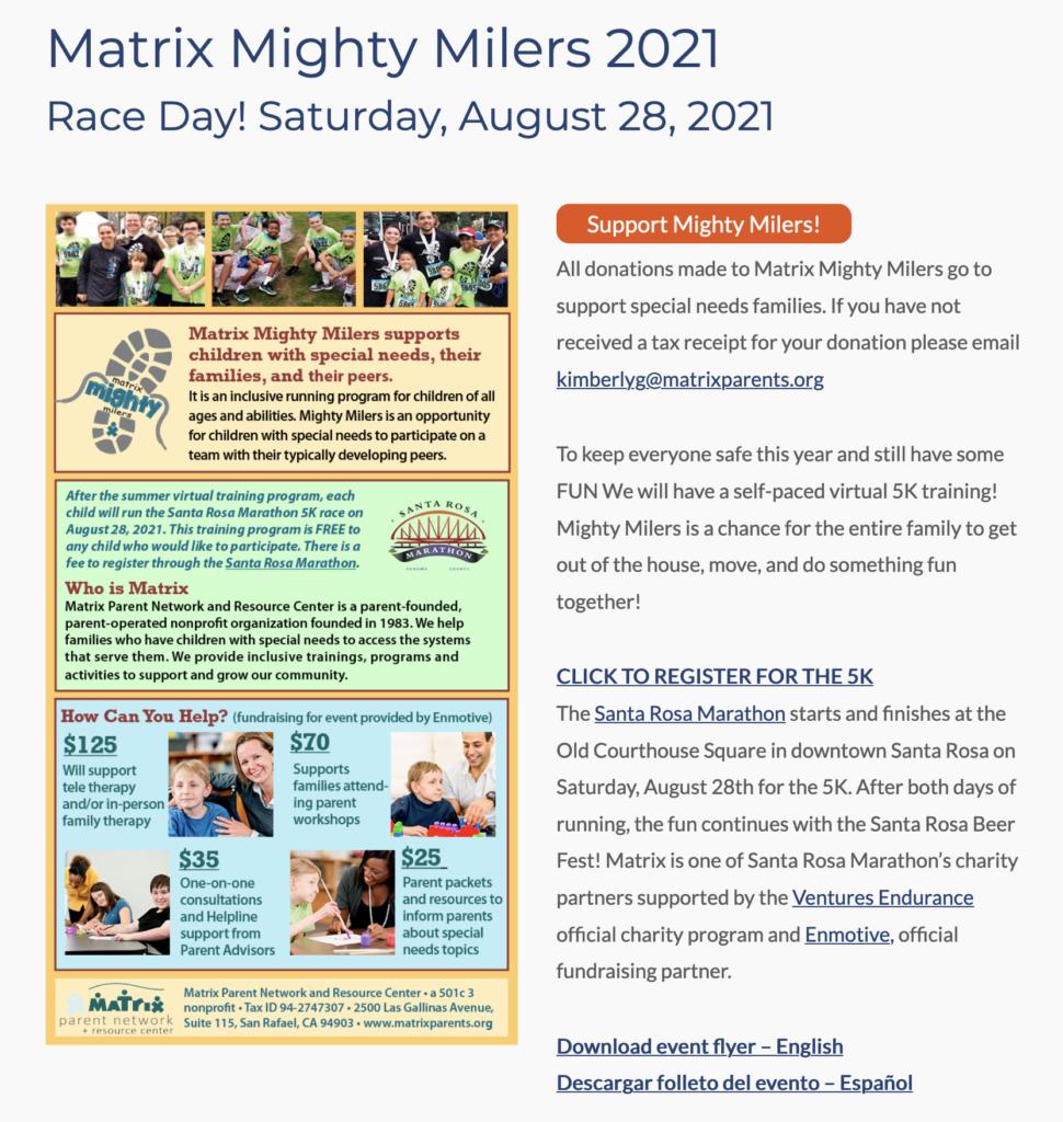 Mighty Milers 2021 race day information