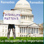 Person holding Disability Matters sign