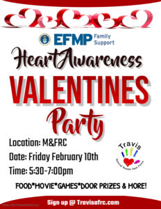 Travis Air Force Base Valentines Party flyer