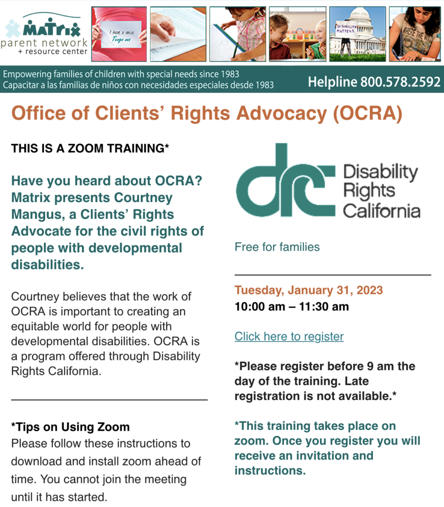 Matrix presents Office of Clients’ Rights Advocacy (OCRA)