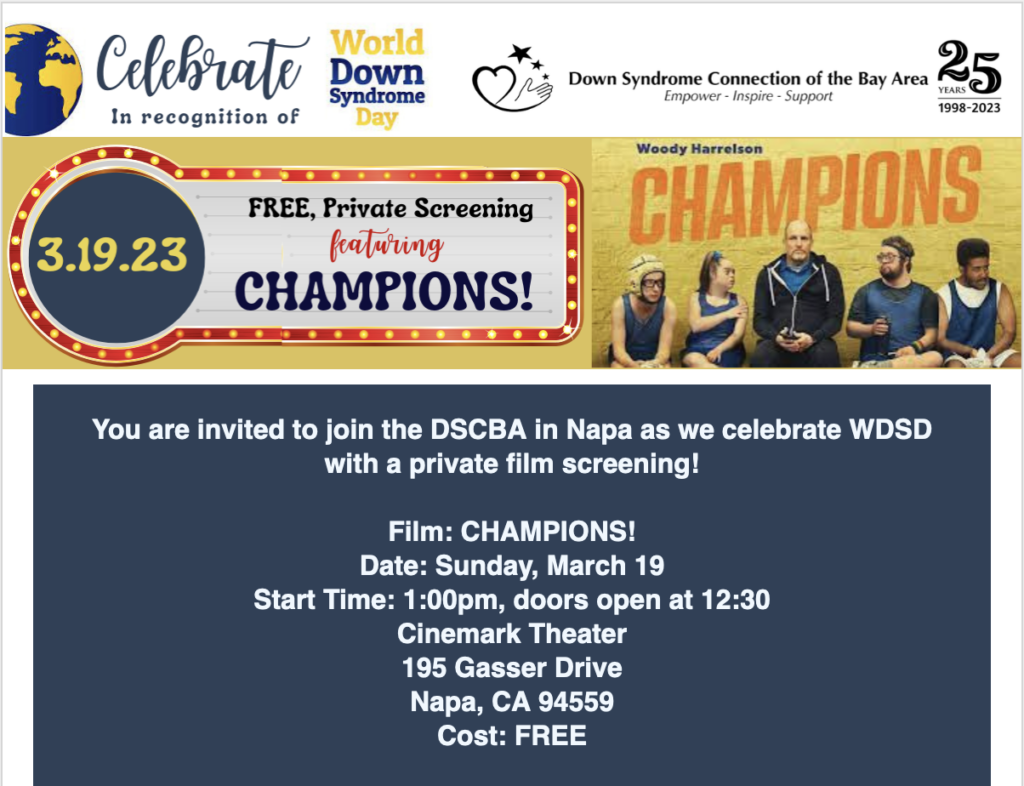 You are invited to join the DSCBA in Napa as we celebrate WDSD with a private film screening!