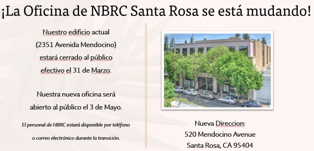 ¡La Oficina de NBRC Santa Rosa se está mudando!
