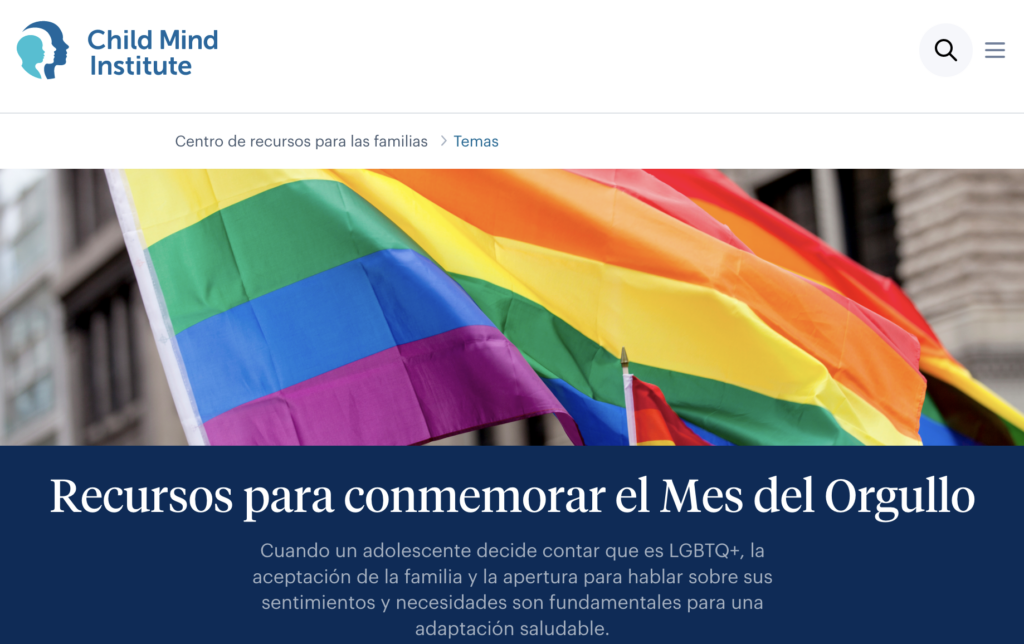 Recursos para conmemorar el Mes del Orgullo from Child Mind Institute, bandera arcoiris