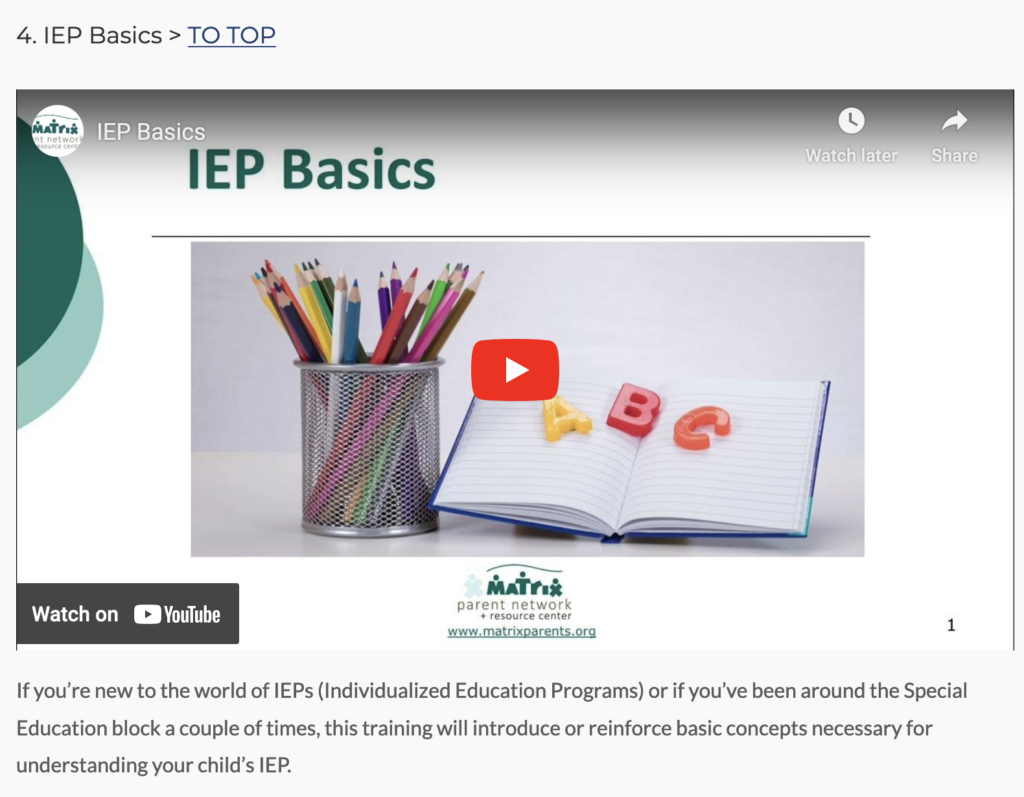 IEP Basics video