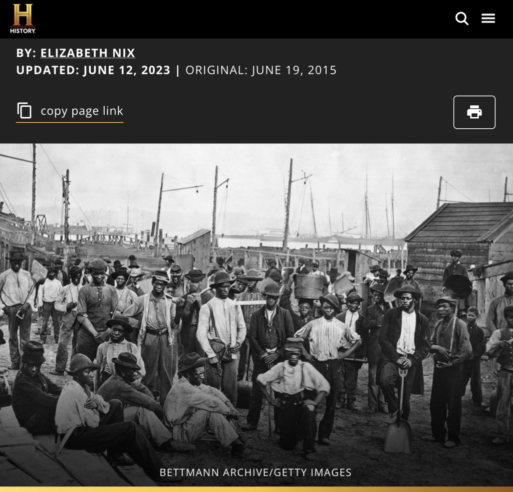 History Channel image of history of Juneteenth Bettman Archive/ Getty Images