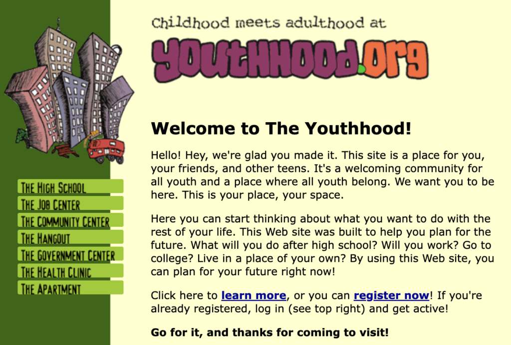 Welcome to The Youthhood! web site image Childhood meets Adulthood at youthhood.org