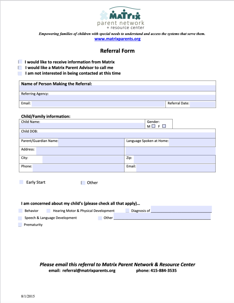 Matrix Referral form English