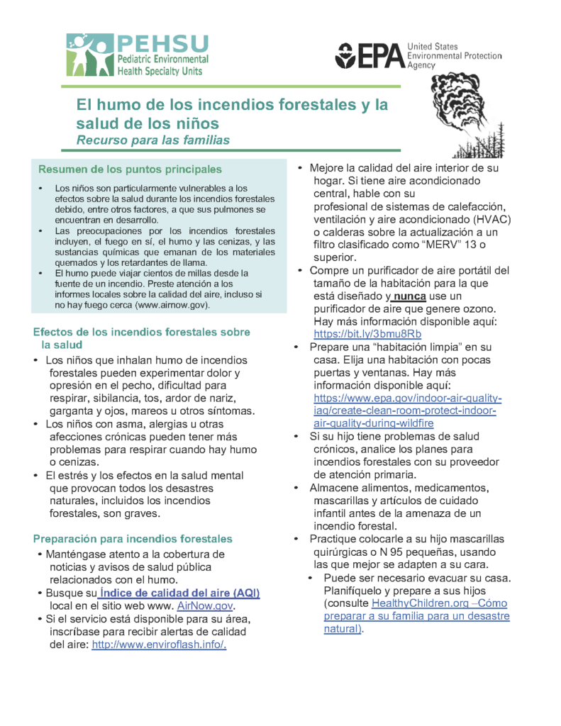 HOJA INFORMATIVA SOBRE EL HUMO DE INCENDIOS SILVESTRES