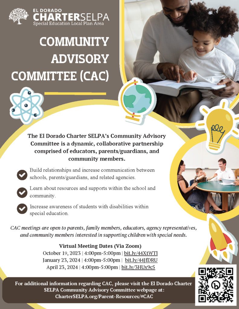 El Dorado Charter SELPA’s Community Advisory Committee flyer