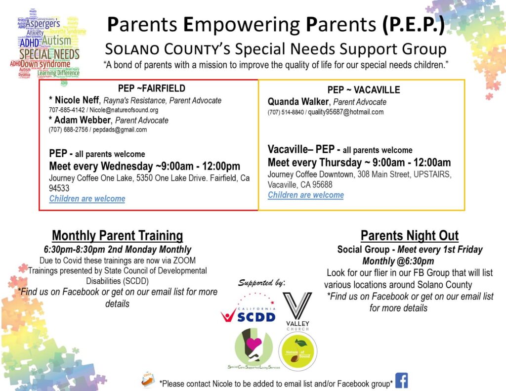 Parents Empowering Parents P.E.P. #J'~__. SOLANO COUNTY'S Special Needs Support Group