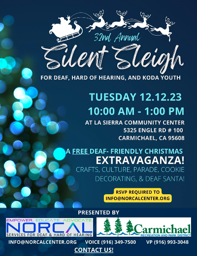 Silent Sleigh event flyer Spanish