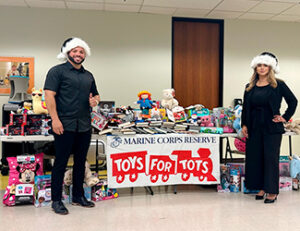 Santa Marines with donated toys for tots