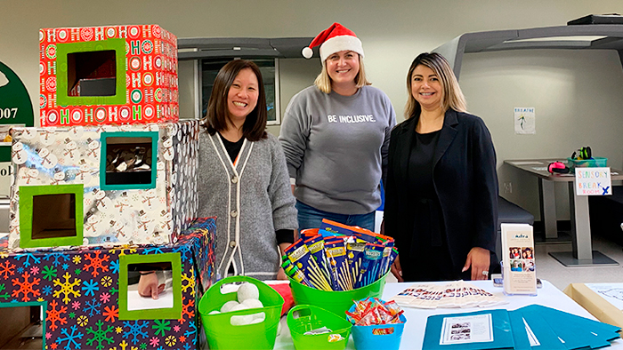 Hill, Keely and Julie at the Inclusive Santa Matrix table