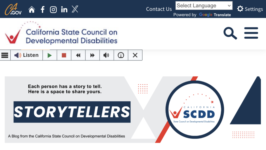 Welcome to Storytellers, a blog from the California State Council on Developmental Disabilities image