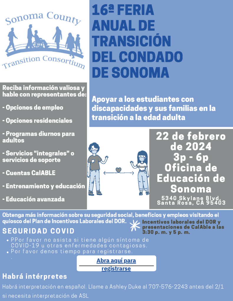 Un folleto del evento para la 16.ª Feria Anual de Transición del Condado de Sonoma