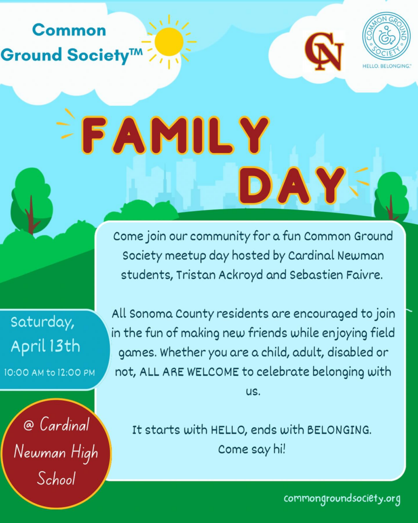 Come join our community for a fun Common Ground Society meetup day flyer